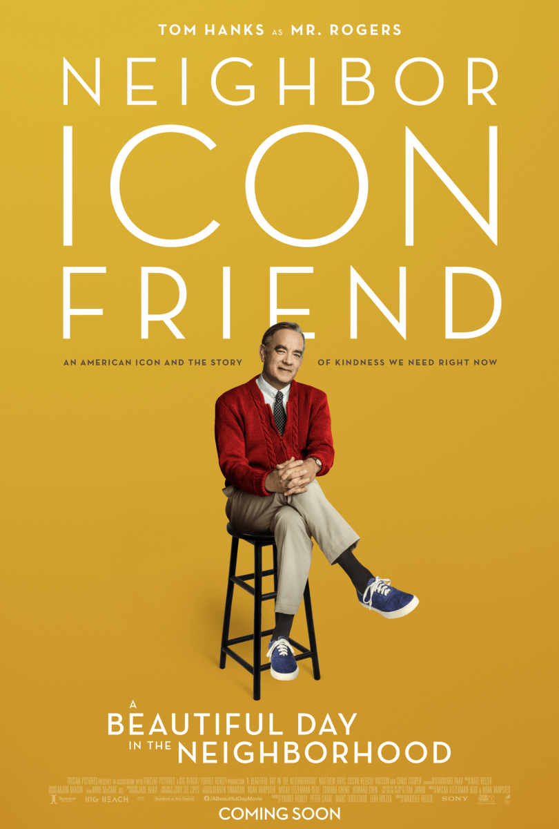 New poster for A Beautiful Day in the Neighborhood featuring Tom Hanks as  Mister Rogers