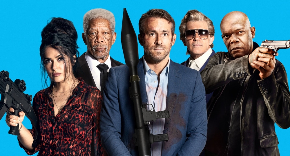 New poster for Hitman's Wife's Bodyguard adds Morgan Freeman and Antonio  Banderas
